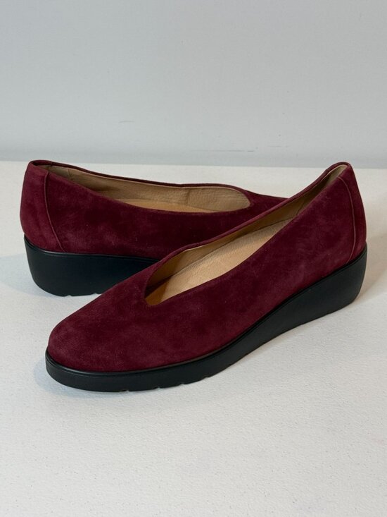Brioso Shoes - Brioso Burgundy Suede Wedge Slip On Shoes Size 10